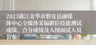 2023浙江金华市磐安县融媒体中心全媒体采编职位技能测试成绩、合分成绩及入围面试人员公布