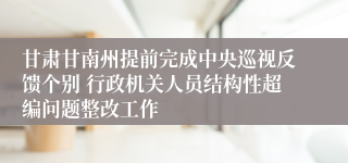 甘肃甘南州提前完成中央巡视反馈个别 行政机关人员结构性超编问题整改工作