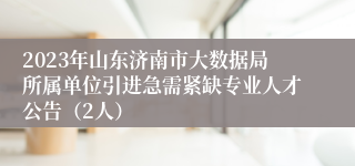 2023年山东济南市大数据局所属单位引进急需紧缺专业人才公告（2人）