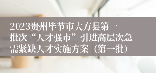 2023贵州毕节市大方县第一批次“人才强市”引进高层次急需紧缺人才实施方案（第一批）