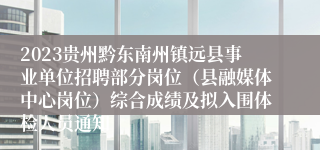 2023贵州黔东南州镇远县事业单位招聘部分岗位（县融媒体中心岗位）综合成绩及拟入围体检人员通知