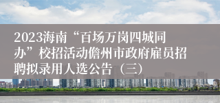 2023海南“百场万岗四城同办”校招活动儋州市政府雇员招聘拟录用人选公告（三）