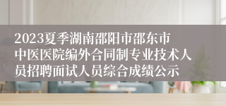 2023夏季湖南邵阳市邵东市中医医院编外合同制专业技术人员招聘面试人员综合成绩公示