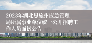 2023年湖北恩施州应急管理局所属事业单位统一公开招聘工作人员面试公告
