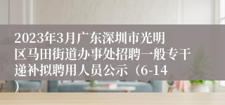 2023年3月广东深圳市光明区马田街道办事处招聘一般专干递补拟聘用人员公示（6-14）