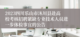 2023四川乐山市沐川县赴高校考核招聘紧缺专业技术人员进一步体检事宜的公告