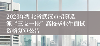 2023年湖北省武汉市招募选派“三支一扶”高校毕业生面试资格复审公告