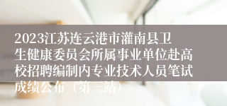 2023江苏连云港市灌南县卫生健康委员会所属事业单位赴高校招聘编制内专业技术人员笔试成绩公布（第三站）