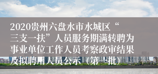 2020贵州六盘水市水城区“三支一扶”人员服务期满转聘为事业单位工作人员考察政审结果及拟聘用人员公示（第一批）