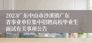 2023广东中山市沙溪镇广东省事业单位集中招聘高校毕业生面试有关事项公告