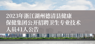 2023年浙江湖州德清县健康保健集团公开招聘卫生专业技术人员41人公告