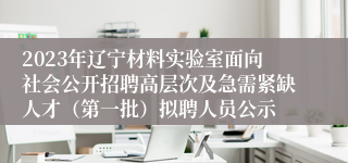 2023年辽宁材料实验室面向社会公开招聘高层次及急需紧缺人才（第一批）拟聘人员公示