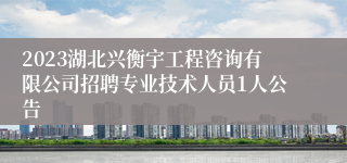 2023湖北兴衡宇工程咨询有限公司招聘专业技术人员1人公告