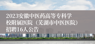 2023安徽中医药高等专科学校附属医院（芜湖市中医医院）招聘16人公告