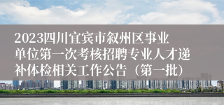 2023四川宜宾市叙州区事业单位第一次考核招聘专业人才递补体检相关工作公告（第一批）