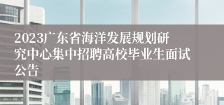 2023广东省海洋发展规划研究中心集中招聘高校毕业生面试公告