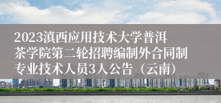 2023滇西应用技术大学普洱茶学院第二轮招聘编制外合同制专业技术人员3人公告（云南）
