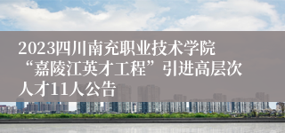 2023四川南充职业技术学院“嘉陵江英才工程”引进高层次人才11人公告