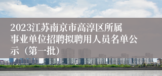 2023江苏南京市高淳区所属事业单位招聘拟聘用人员名单公示（第一批）
