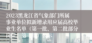 2023黑龙江省气象部门所属事业单位拟新增录用应届高校毕业生名单（第一批、第二批部分岗位、第三批）公示