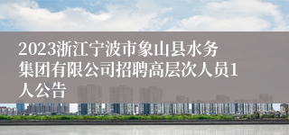 2023浙江宁波市象山县水务集团有限公司招聘高层次人员1人公告