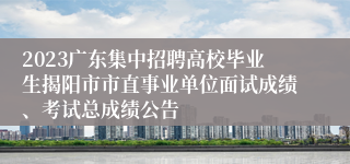 2023广东集中招聘高校毕业生揭阳市市直事业单位面试成绩、考试总成绩公告