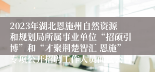 2023年湖北恩施州自然资源和规划局所属事业单位“招硕引博”和“才聚荆楚智汇 恩施”专项公开招聘工作人员面试公告