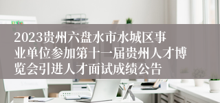 2023贵州六盘水市水城区事业单位参加第十一届贵州人才博览会引进人才面试成绩公告