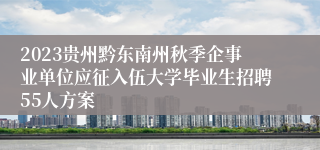2023贵州黔东南州秋季企事业单位应征入伍大学毕业生招聘55人方案