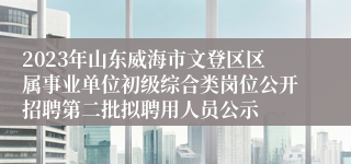 2023年山东威海市文登区区属事业单位初级综合类岗位公开招聘第二批拟聘用人员公示