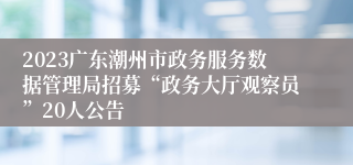 2023广东潮州市政务服务数据管理局招募“政务大厅观察员”20人公告
