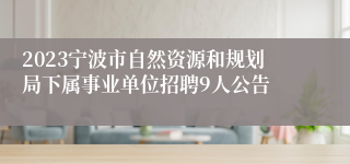 2023宁波市自然资源和规划局下属事业单位招聘9人公告