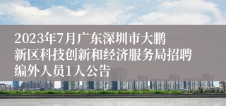 2023年7月广东深圳市大鹏新区科技创新和经济服务局招聘编外人员1人公告