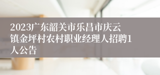 2023广东韶关市乐昌市庆云镇金坪村农村职业经理人招聘1人公告