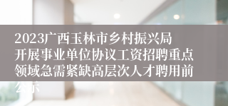 2023广西玉林市乡村振兴局开展事业单位协议工资招聘重点领域急需紧缺高层次人才聘用前公示