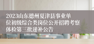 2023山东德州夏津县事业单位初级综合类岗位公开招聘考察体检第三批递补公告