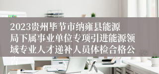 2023贵州毕节市纳雍县能源局下属事业单位专项引进能源领域专业人才递补人员体检合格公告