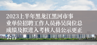 2023上半年黑龙江黑河市事业单位招聘工作人员孙吴岗位总成绩及拟进入考核人员公示更正公告