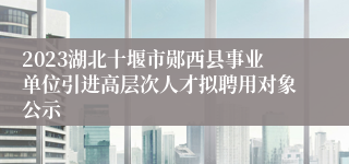 2023湖北十堰市郧西县事业单位引进高层次人才拟聘用对象公示