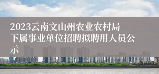 2023云南文山州农业农村局下属事业单位招聘拟聘用人员公示