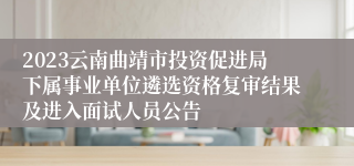 2023云南曲靖市投资促进局下属事业单位遴选资格复审结果及进入面试人员公告