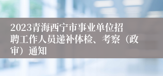 2023青海西宁市事业单位招聘工作人员递补体检、考察（政审）通知