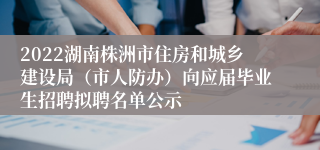 2022湖南株洲市住房和城乡建设局（市人防办）向应届毕业生招聘拟聘名单公示