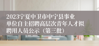 2023宁夏中卫市中宁县事业单位自主招聘高层次青年人才拟聘用人员公示（第三批）