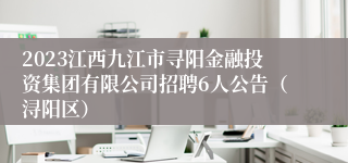 2023江西九江市寻阳金融投资集团有限公司招聘6人公告（浔阳区）