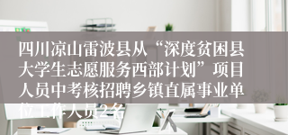 四川凉山雷波县从“深度贫困县大学生志愿服务西部计划”项目人员中考核招聘乡镇直属事业单位工作人员2名