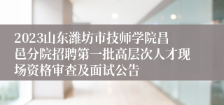 2023山东潍坊市技师学院昌邑分院招聘第一批高层次人才现场资格审查及面试公告