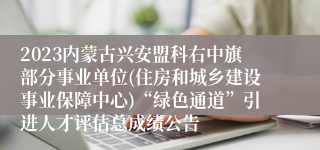 2023内蒙古兴安盟科右中旗部分事业单位(住房和城乡建设事业保障中心)“绿色通道”引进人才评估总成绩公告