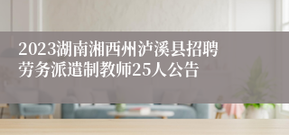 2023湖南湘西州泸溪县招聘劳务派遣制教师25人公告