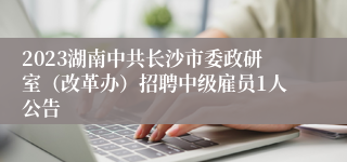 2023湖南中共长沙市委政研室（改革办）招聘中级雇员1人公告